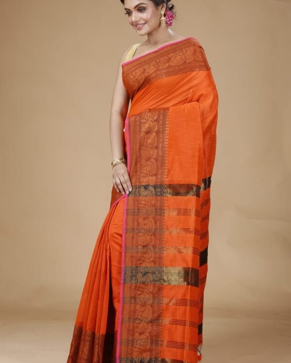 Handloom Copper Zari Work Saree