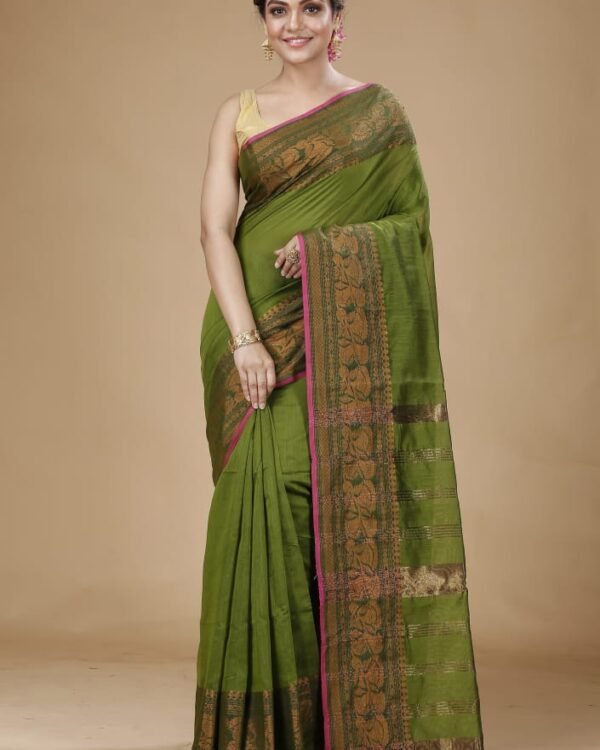 Handloom Copper Zari Work Saree