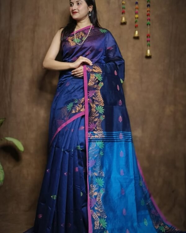 Multicolor Floral Design Cotton Silk Handloom Saree