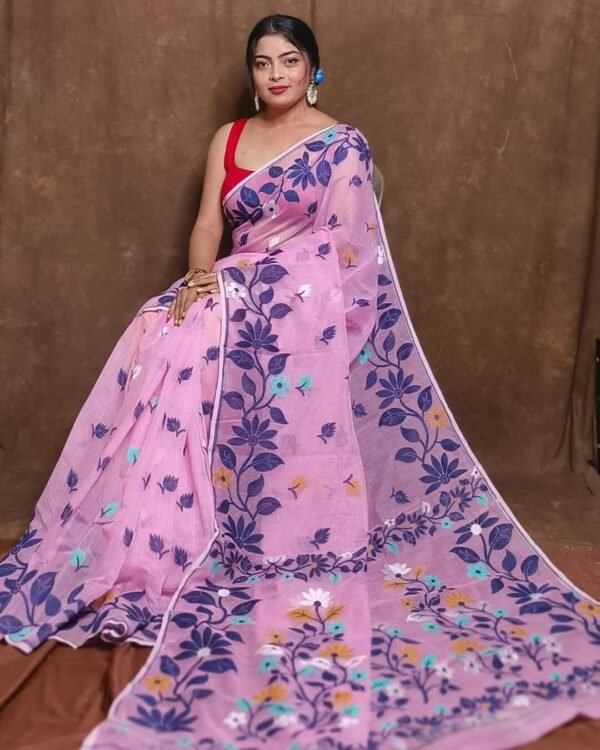 Light Orchid Soft Lota Jamdani Sari