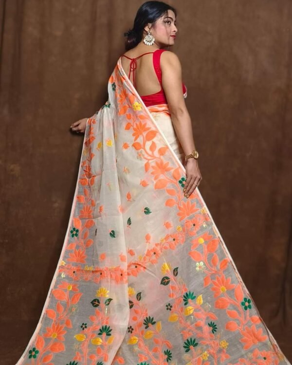 White Soft Lota Jamdani Sari