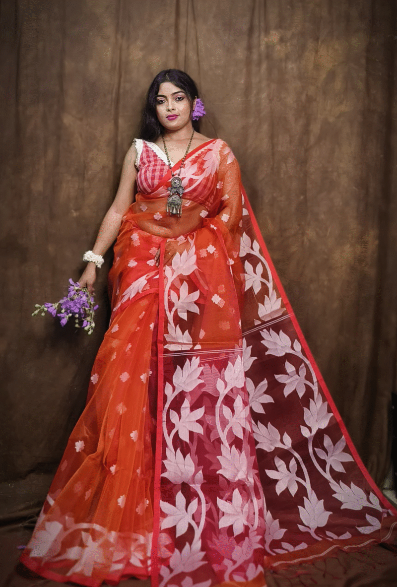 Muslin Handloom Transparent Jamdani Saree