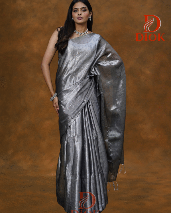 Silver Tissue Silk Saree