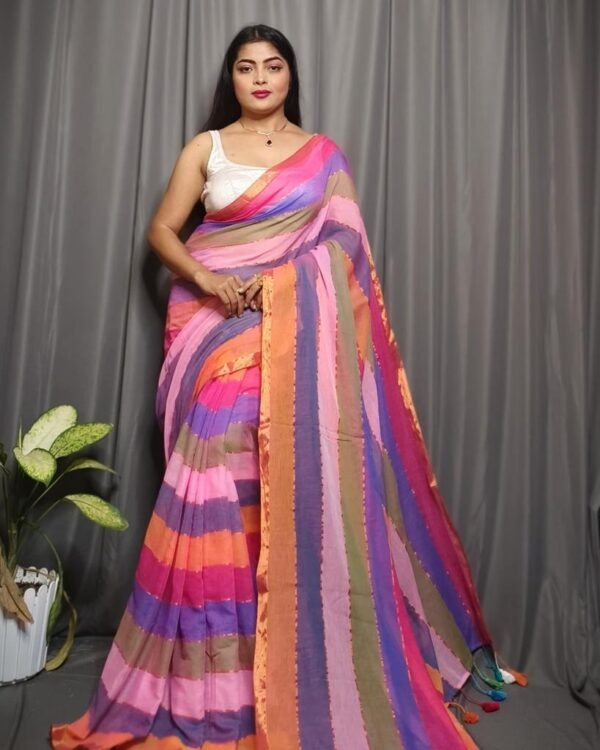 Mul Mul Cotton Saree with Zari Border