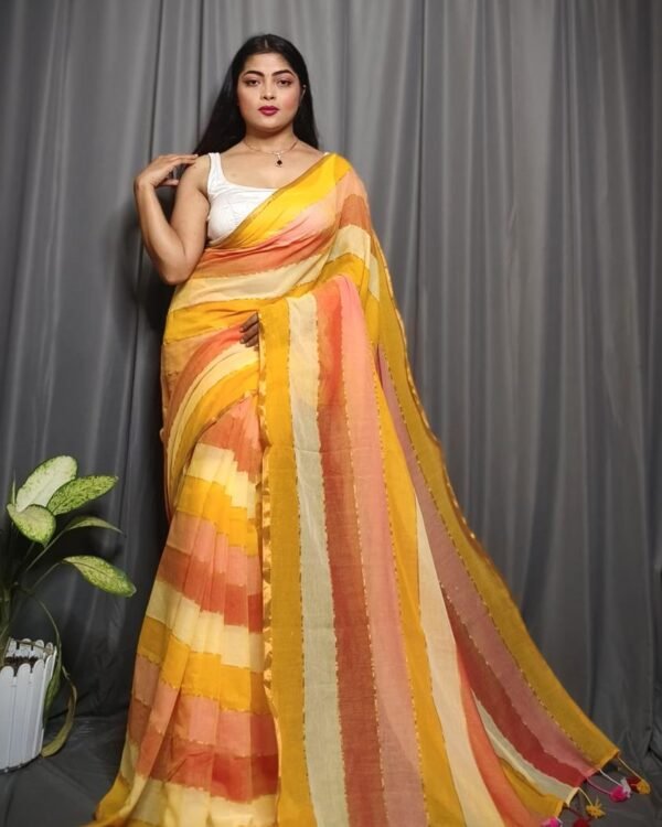 Mul Mul Cotton Saree with Zari Border