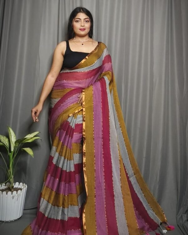 Mul Mul Cotton Saree with Zari Border