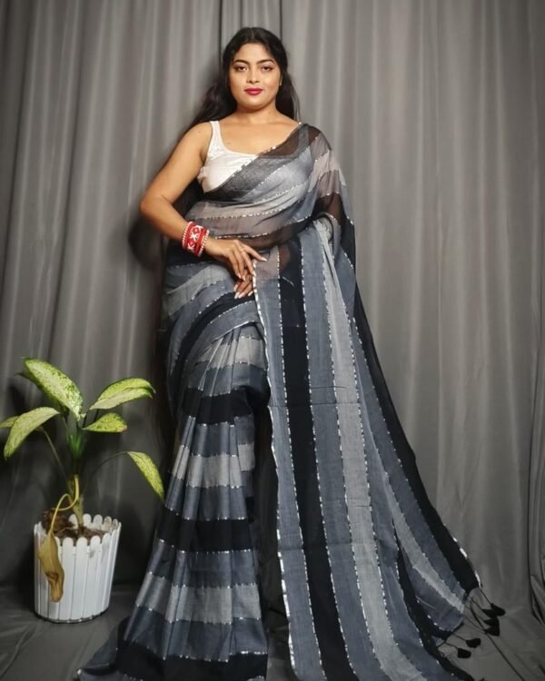 Mul Mul Cotton Saree with Zari Border