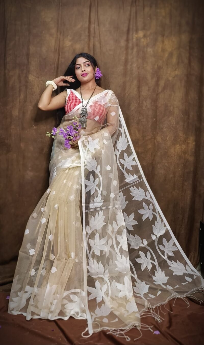 Muslin Handloom Transparent Jamdani Saree