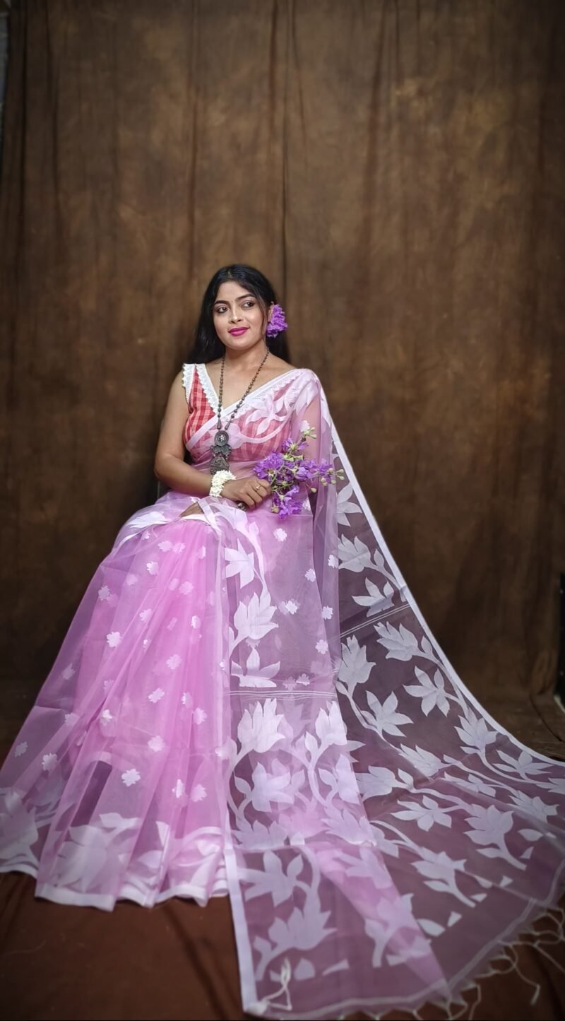 Muslin Handloom Transparent Jamdani Saree
