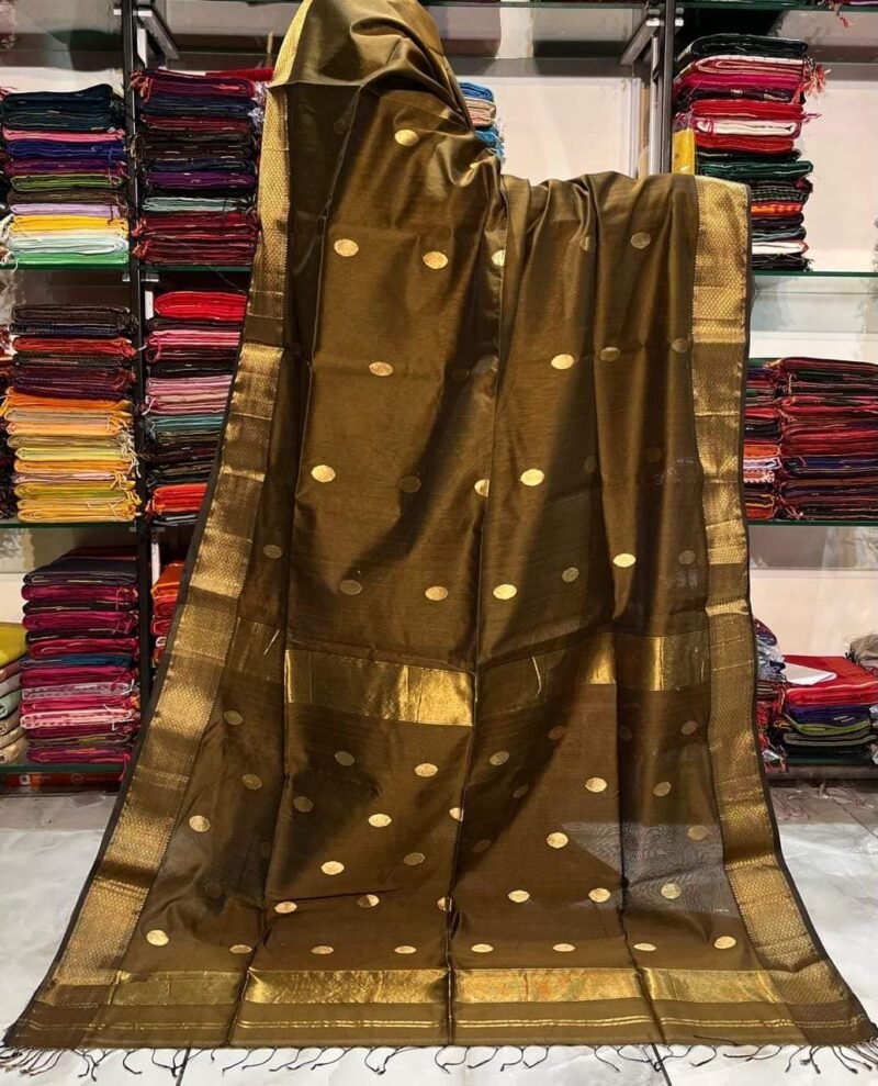 Brown Maheshwari handloom saree