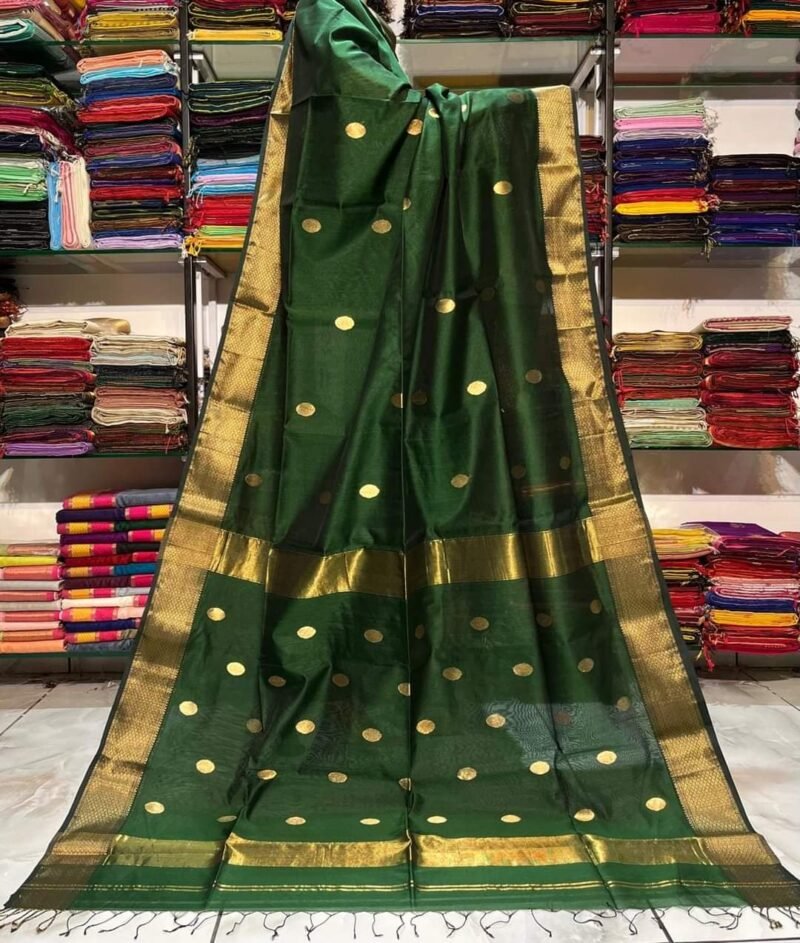 Green Maheshwari handloom saree