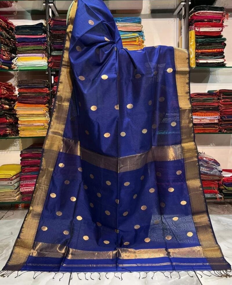 Blue Maheshwari handloom saree