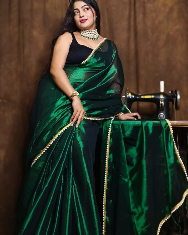 Deep Green Raga Tissue Saree