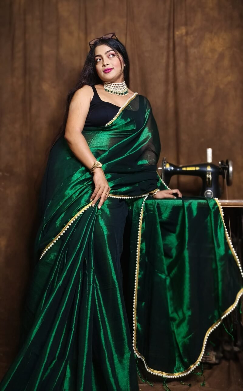 Deep Green Raga Tissue Saree