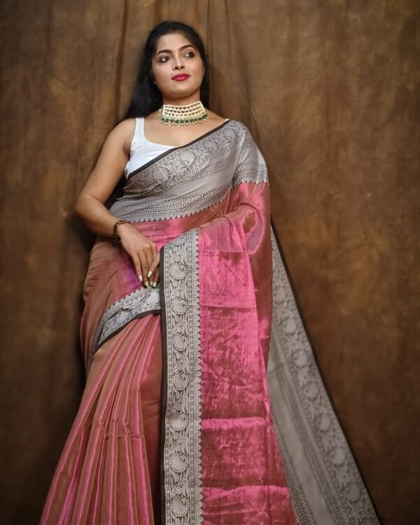 Soft Pink Tissue  Saree