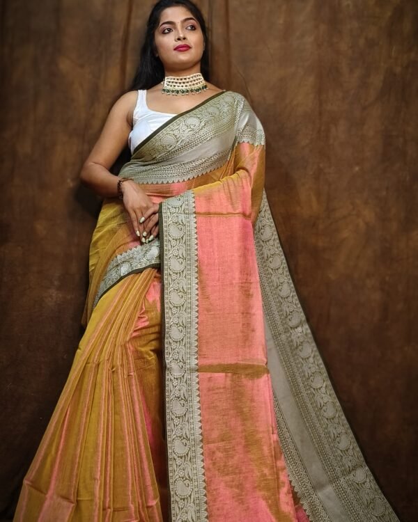 Soft Orange Tissue  Saree