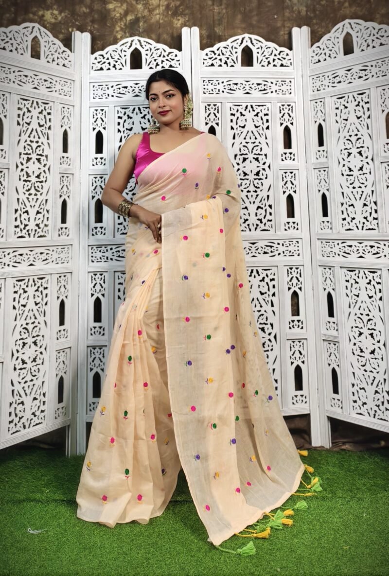 Mulmul Cotton Saree - Image 4