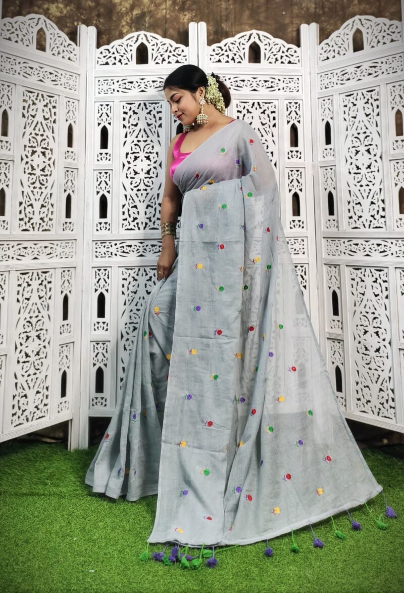 Mulmul Cotton Saree - Image 2