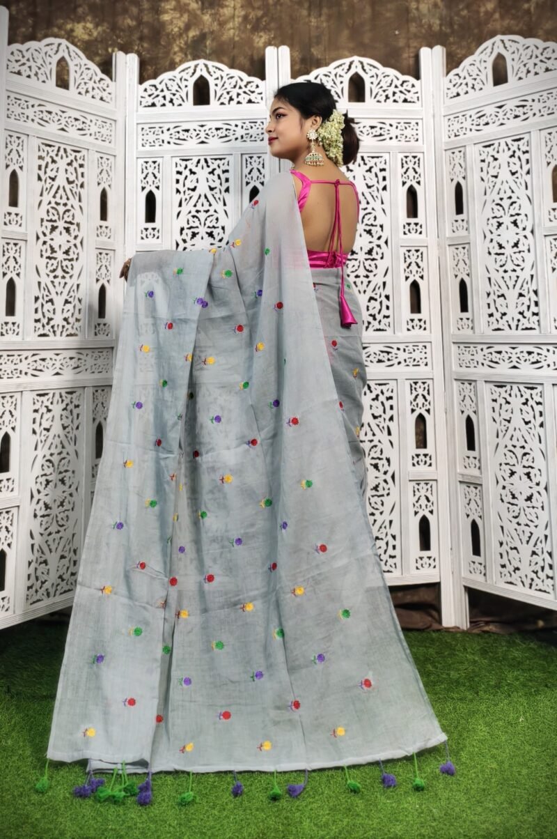 Mulmul Cotton Saree - Image 3