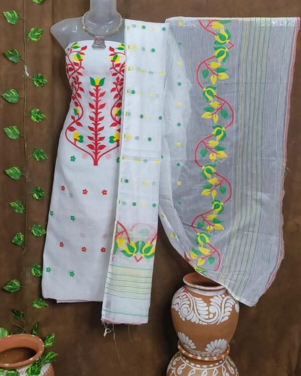 Woven Design Cotton Jamdani Kurta Set