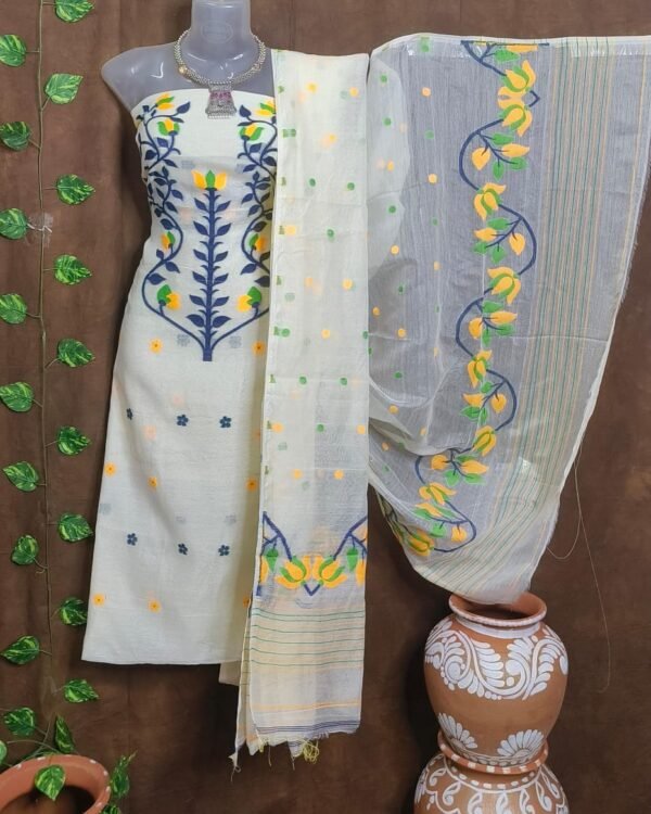 Woven Design Cotton Jamdani Kurta Set