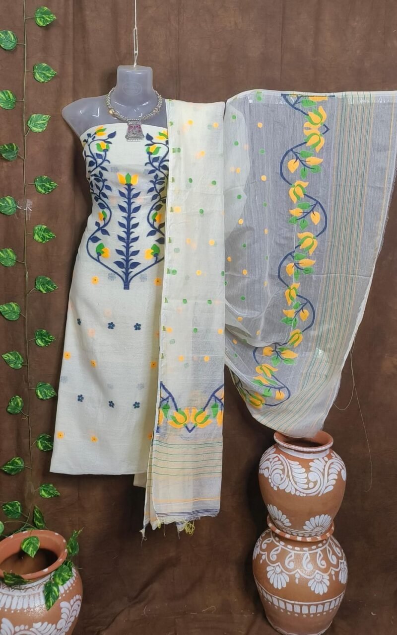 Woven Design Cotton Jamdani Kurta Set