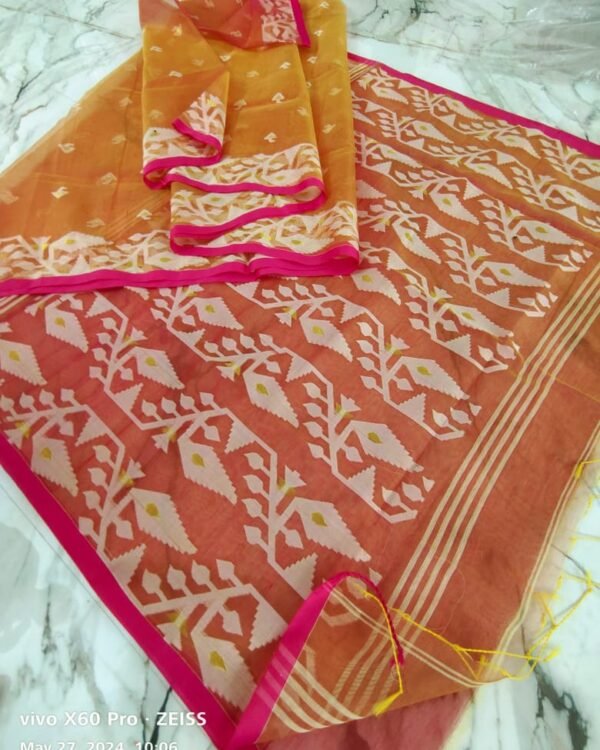 Jori Mina Work Muslin Jamdani Saree