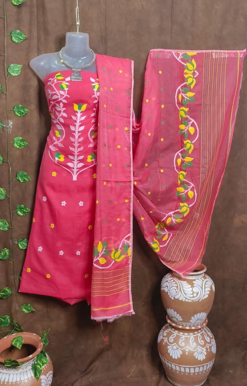 Woven Design Cotton Jamdani Kurta Set