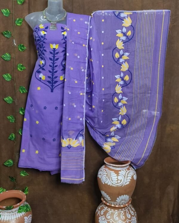 Woven Design Cotton Jamdani Kurta Set