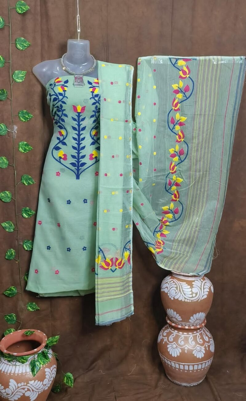 Woven Design Cotton Jamdani Kurta Set