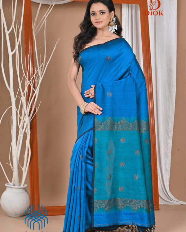 Royal Blue Pure Cotton Acrylic Handloom Soft Saree
