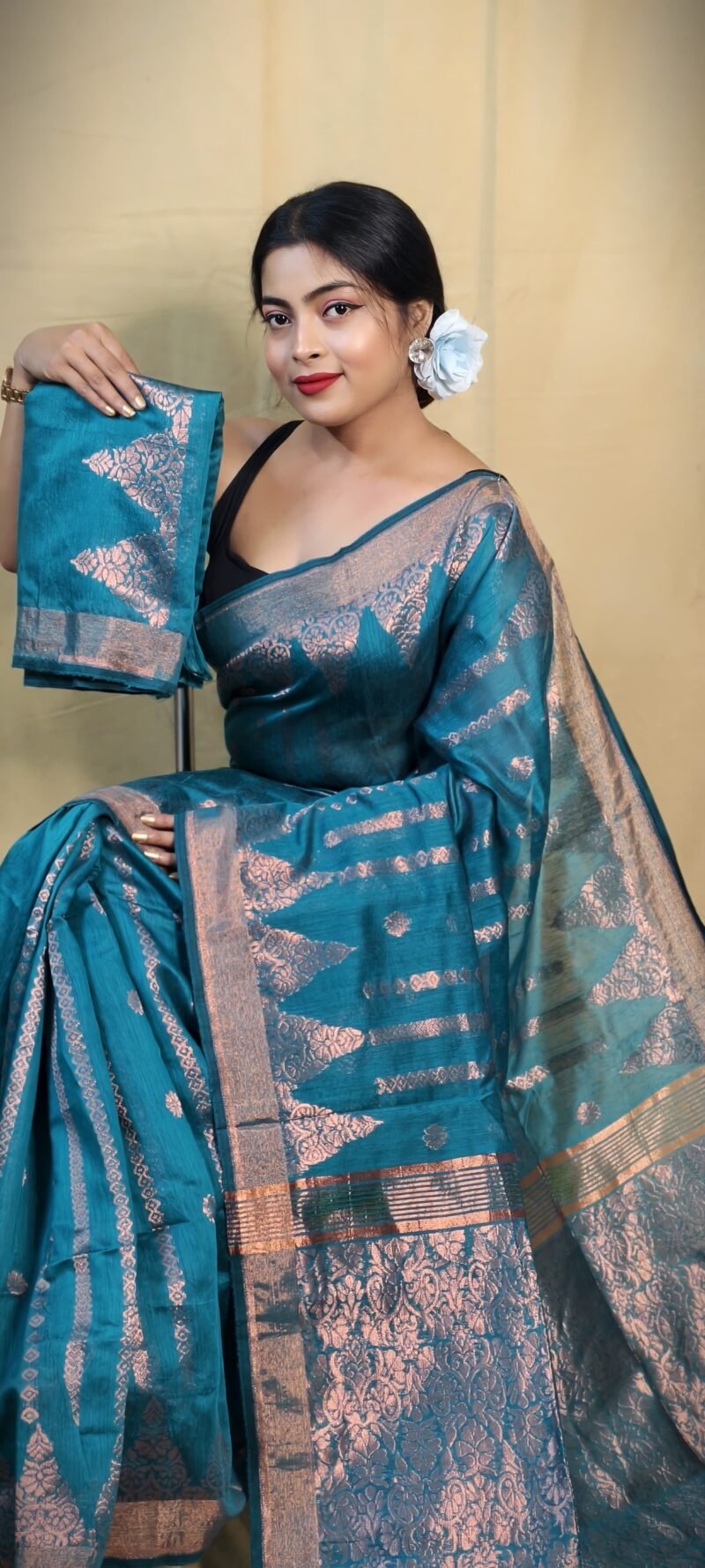 Zari Work Cotton Silk Handloom Saree - Image 5