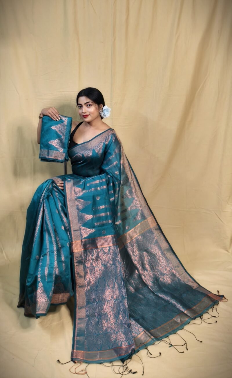 Zari Work Cotton Silk Handloom Saree - Image 3