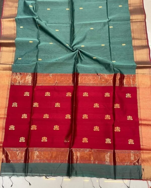 Maheshwari Design Cotton Silk Handloom Saree With Blouse Piece