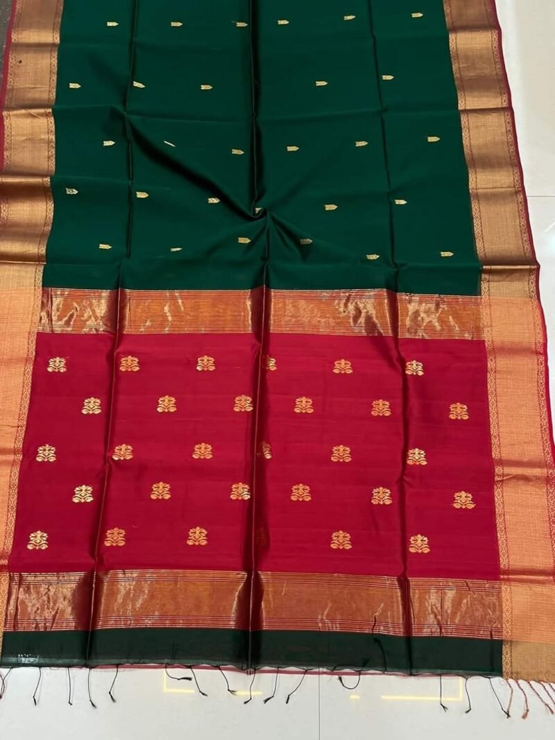 Maheshwari Design Cotton Silk Handloom Saree With Blouse Piece