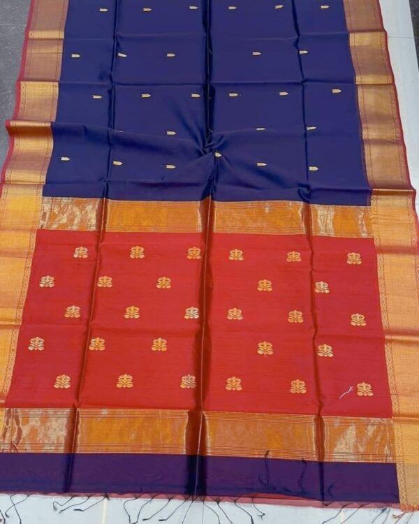 Maheshwari Design Cotton Silk Handloom Saree With Blouse Piece