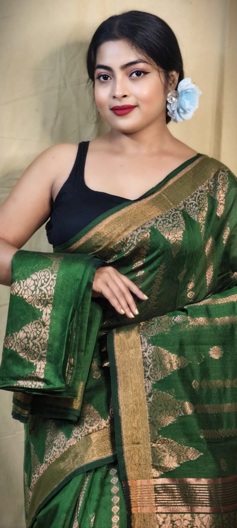 Zari Work Cotton Silk Handloom Saree - Image 3