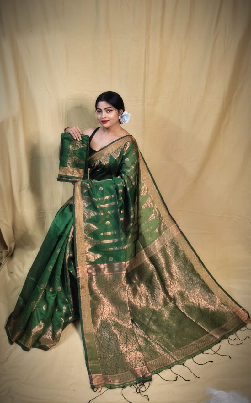 Zari Work Cotton Silk Handloom Saree - Image 4