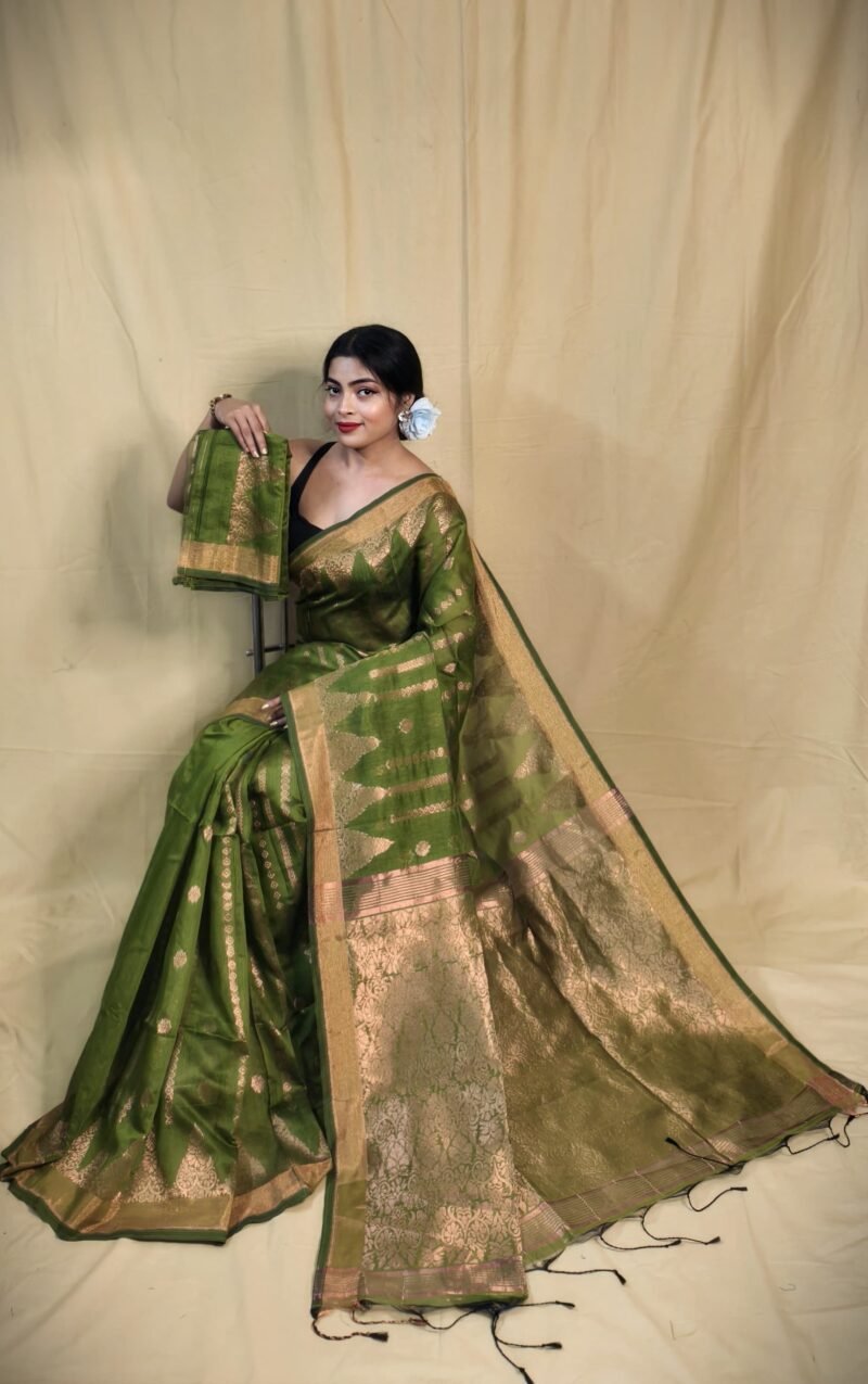 Zari Work Cotton Silk Handloom Saree - Image 3