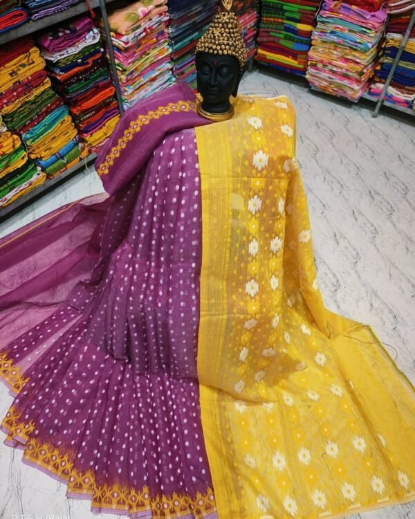 Rupnila Soft Majenda Yellow Jamdani Saree