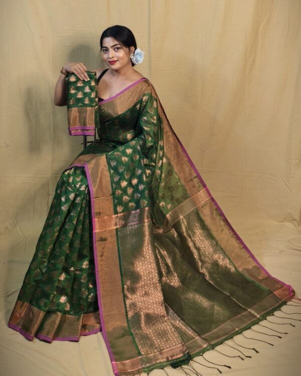 Banarasi Design Zari Work Cotton Silk Saree