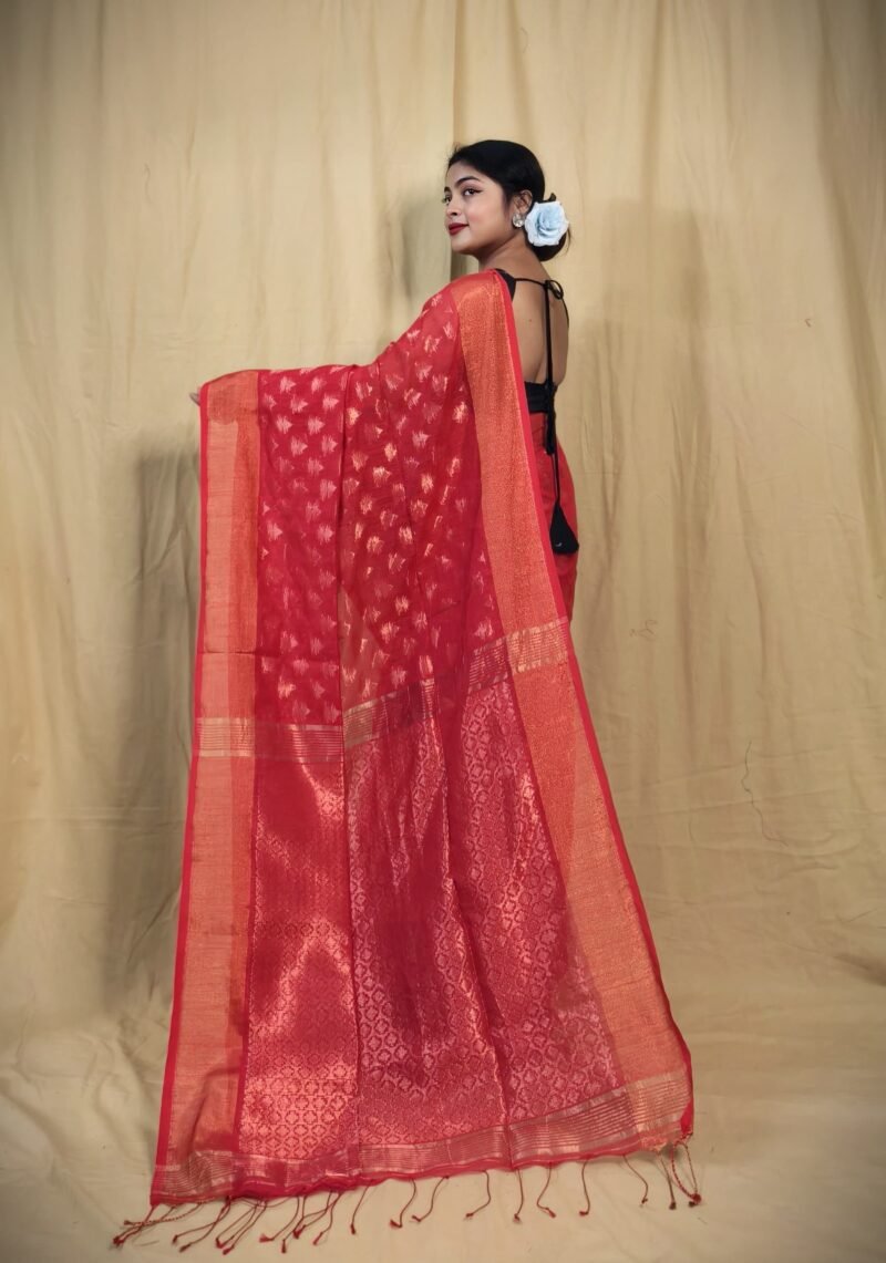 Banarasi Design Zari Work Cotton Silk Saree - Image 2