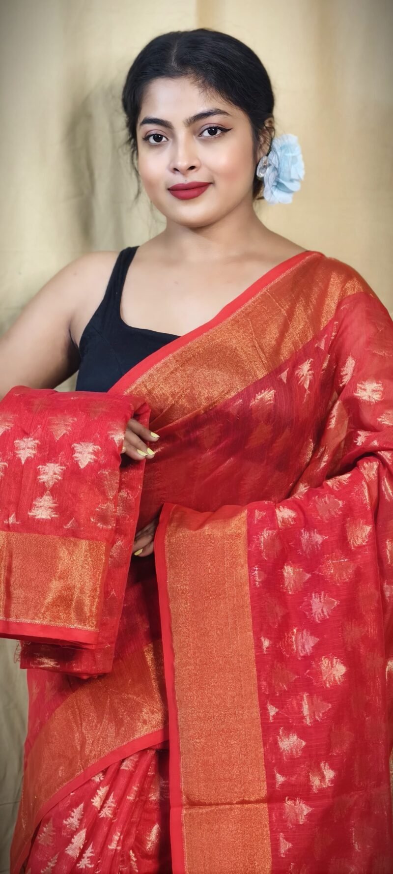 Banarasi Design Zari Work Cotton Silk Saree - Image 3