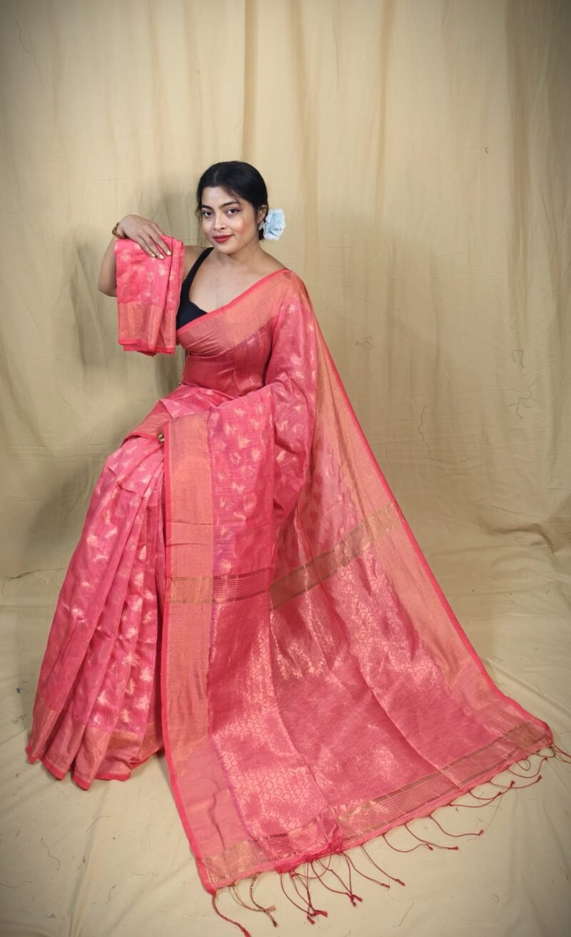 Banarasi Design Zari Work Cotton Silk Saree - Image 2