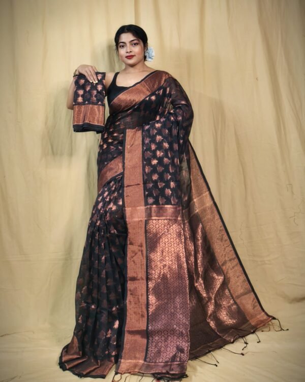 Banarasi Design Zari Work Cotton Silk Saree