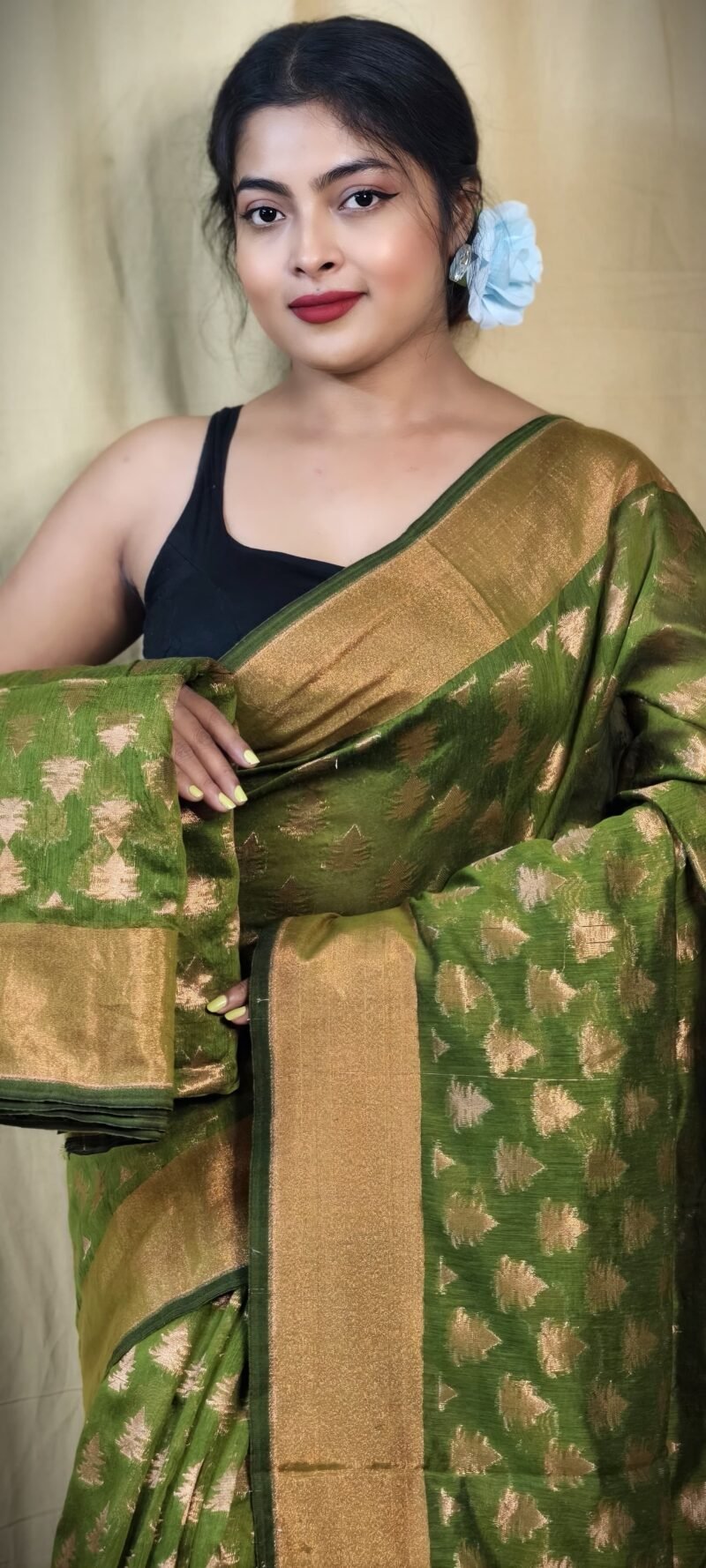 Banarasi Design Zari Work Cotton Silk Saree - Image 3