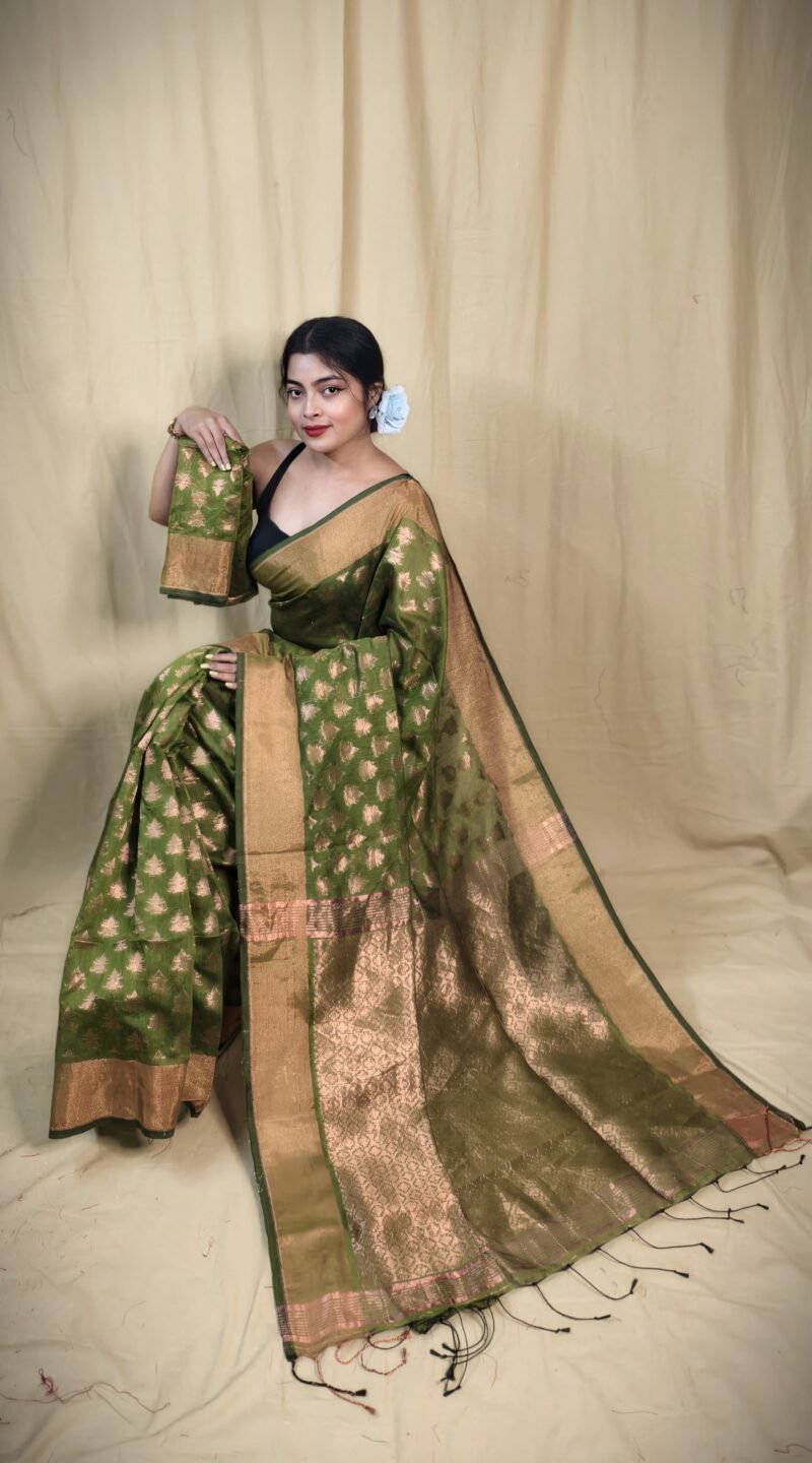 Banarasi Design Zari Work Cotton Silk Saree - Image 2