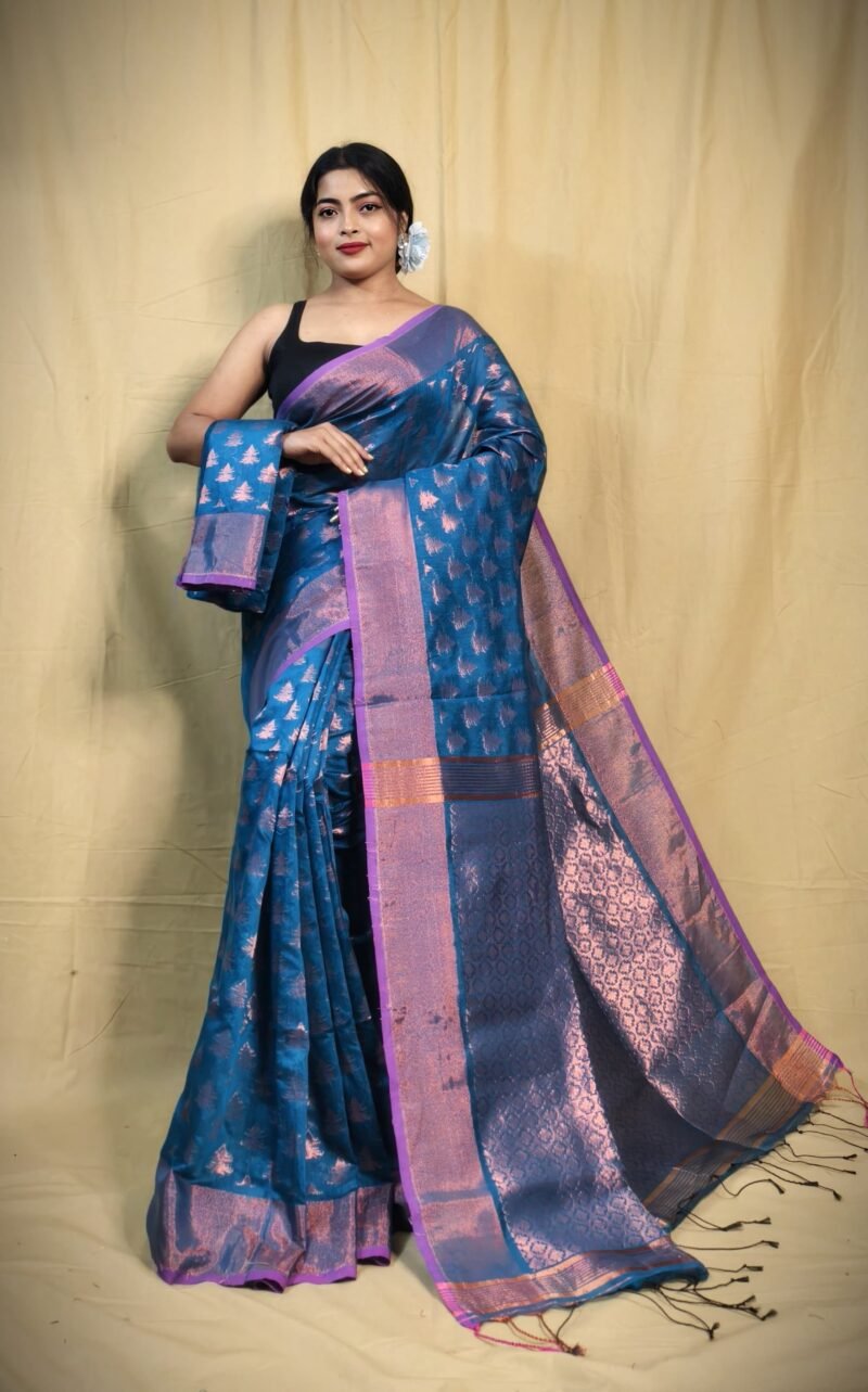 Banarasi Design Zari Work Cotton Silk Saree