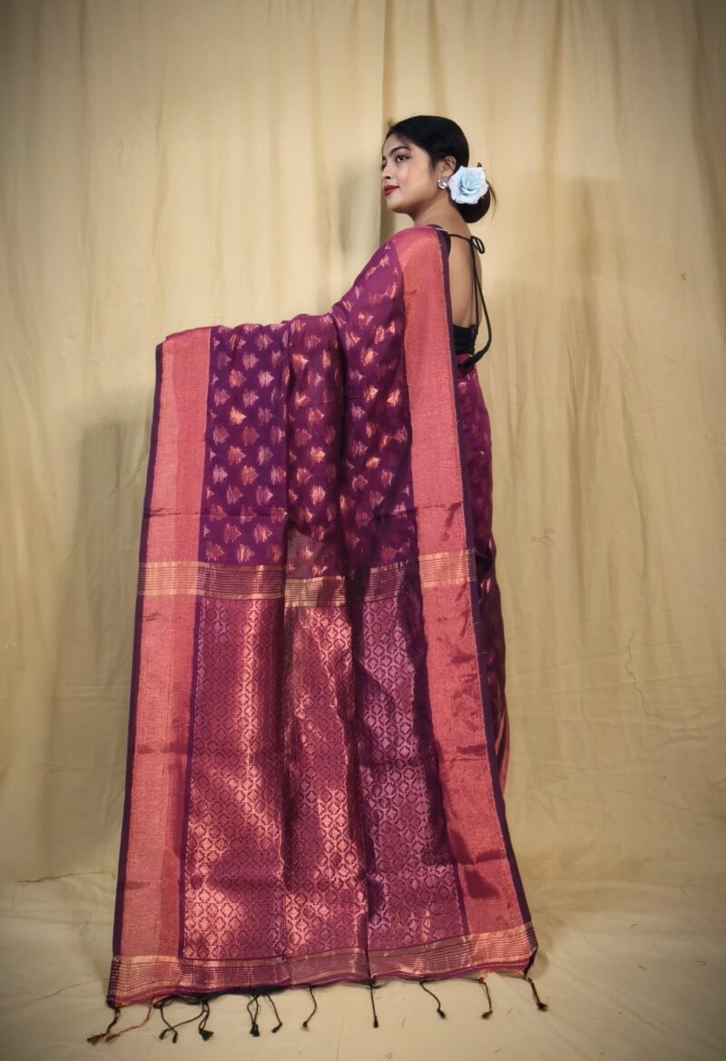 Banarasi Design Zari Work Cotton Silk Saree - Image 2
