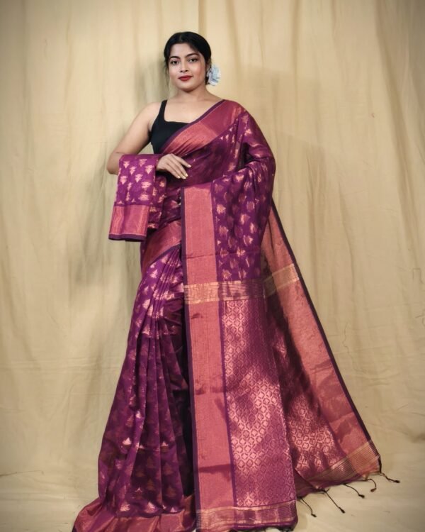 Banarasi Design Zari Work Cotton Silk Saree